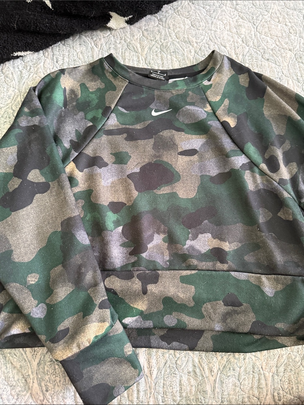 Nike Green and Brown Camo Crewneck Sweatshirt